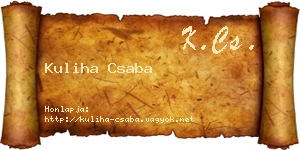 Kuliha Csaba névjegykártya